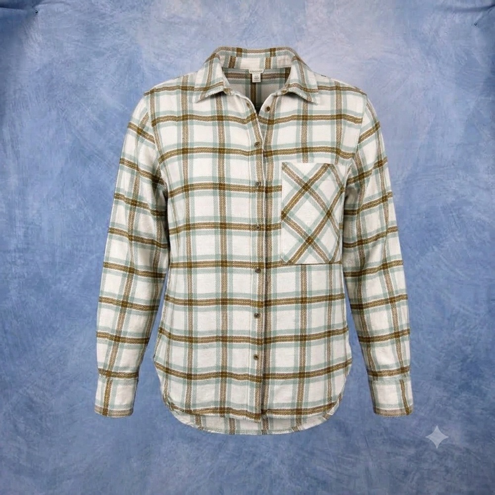 Zara Womens Plaid Shacket Oversized Shirt Jacket Tan Navy Rust Medium 3831
